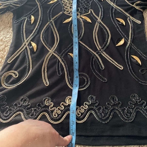 Lauren Michelle Black & Gold  Long Sleeved Blouse - Picture 7 of 10